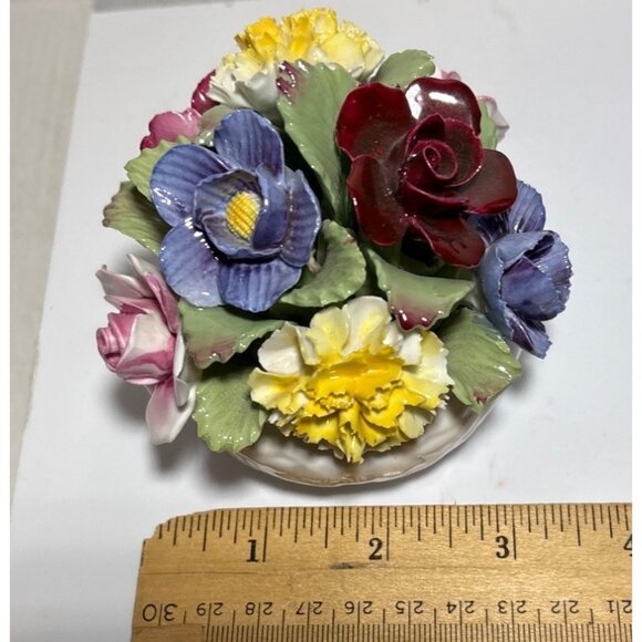 Aynsley Floral Arrangements Multicolored Hand Modelled Painted Blue Yellow Pink - Picture 8 of 9